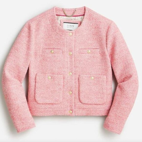 J Crew Collection Cropped Lady Jacket in Italian wool-blend bouclé 4 Pink BJ941 - Picture 2 of 9